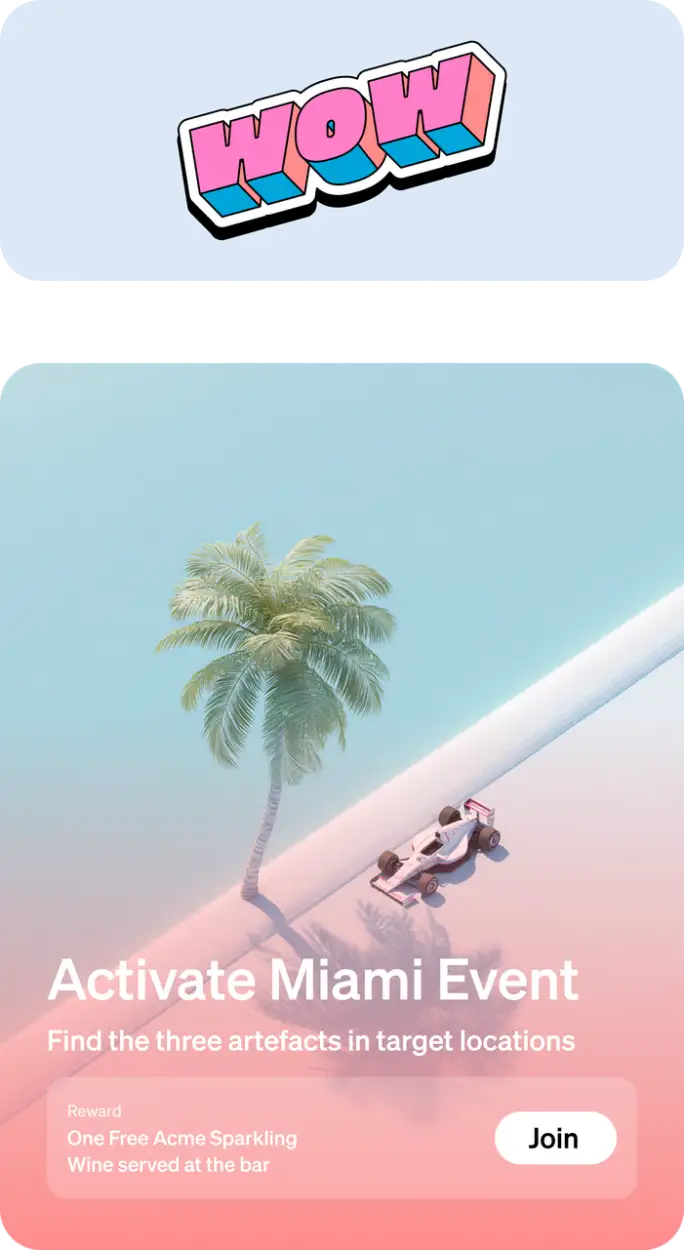 Native app screen: an invitation to a live event